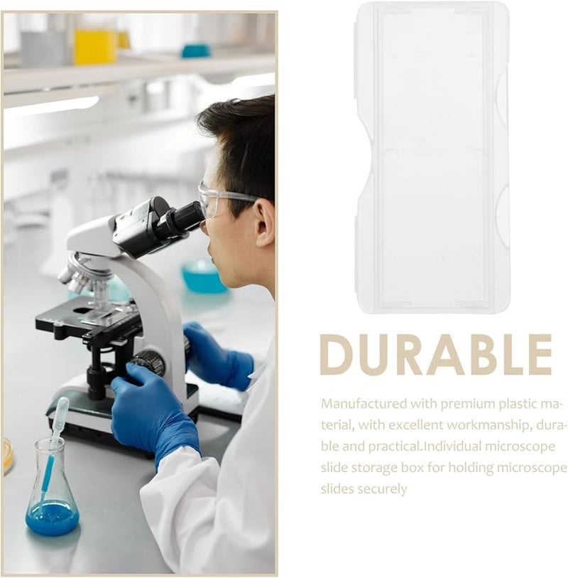 100pcs Plastic Microscope Slide Storage Box With Clip Holds Specimens Slides - Image 5
